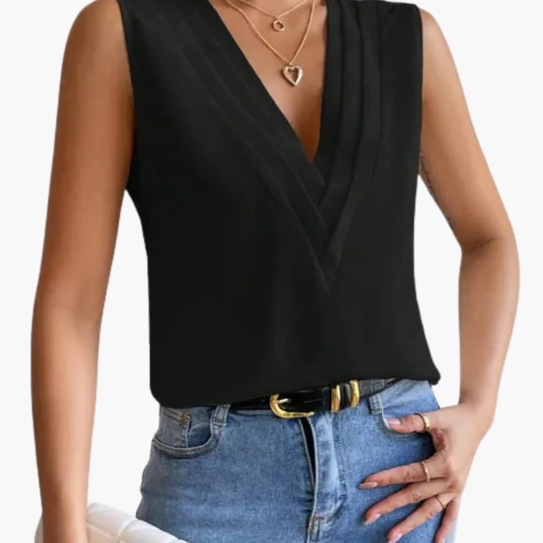 Clarissa | Women's V-Neck Sleeveless Blouse - Image 5