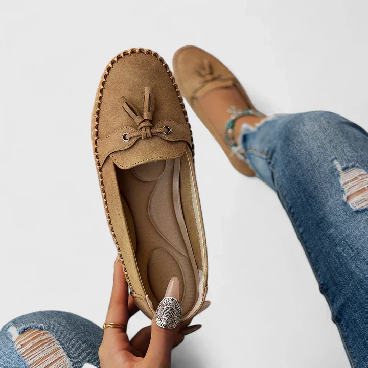 Clea | Women's Suede Bow Loafers Slip-On Moccasin Flat Shoes - Image 4