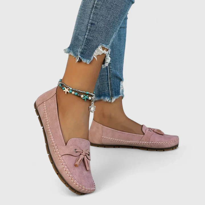 Clea | Women's Suede Bow Loafers Slip-On Moccasin Flat Shoes - Image 7