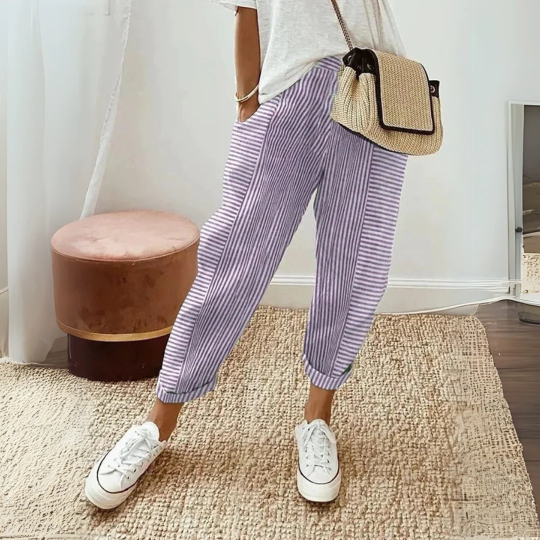 Clementina | Women's Striped Wide Leg Pants - Image 6