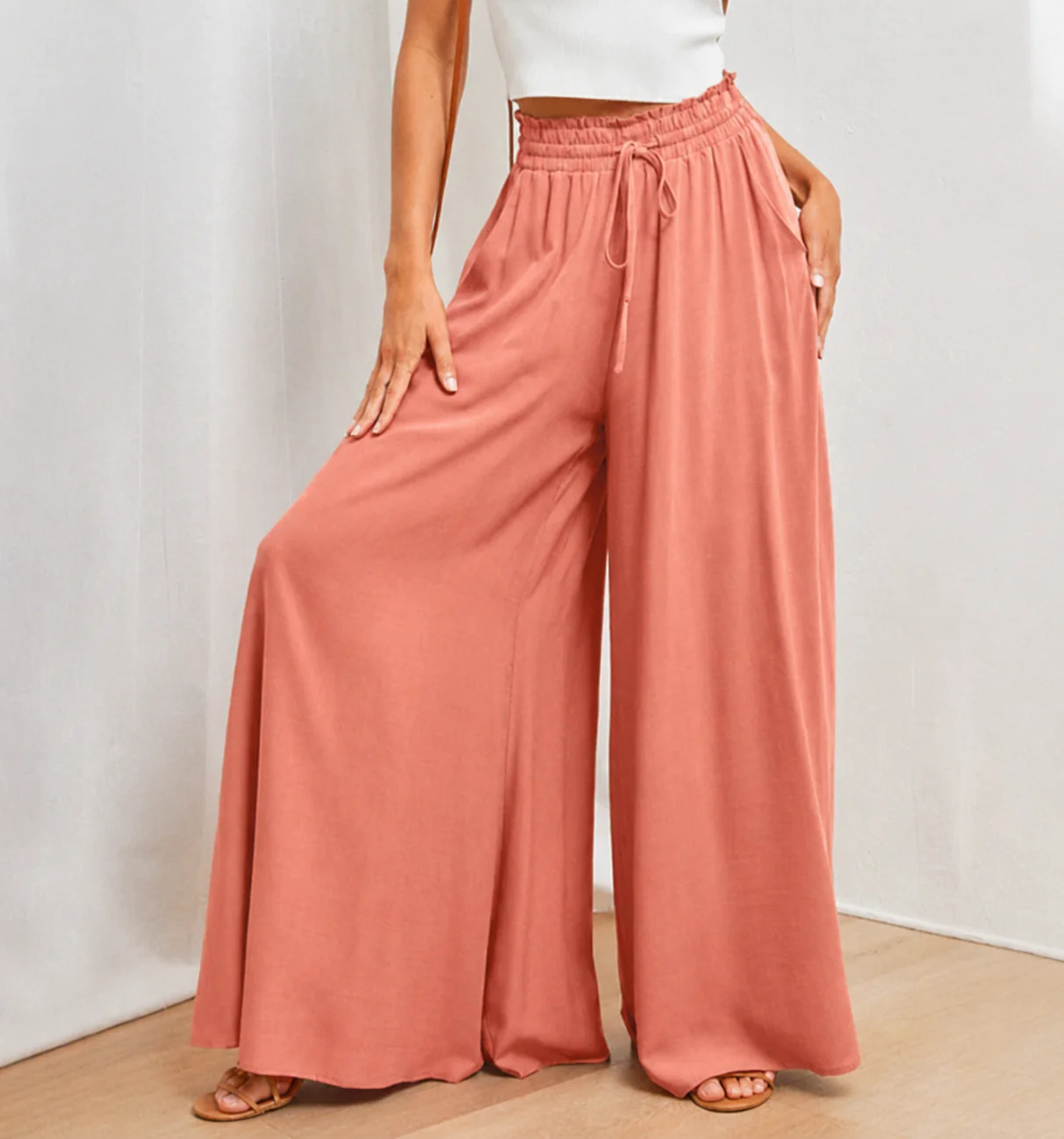 Clementine | Women's High Waisted Wide Leg Palazzo Pants - Image 3