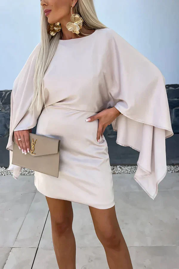 Cleo | Women's Cape Sleeve Mini Dress Batwing Bodycon Cocktail - Image 2
