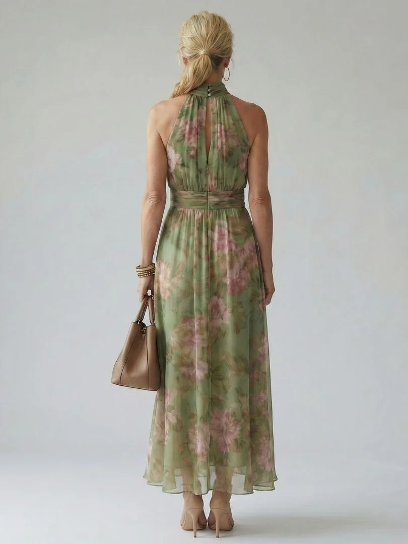 Colette | Women's Floral Halter Midi Dress - Image 4