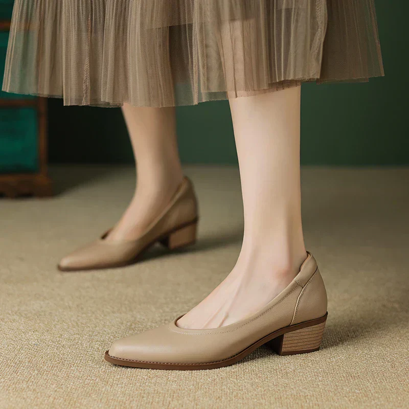 Cora | Women's Pointed Toe Block Heel Pumps Slip On Mid Heel Shoes - Image 3