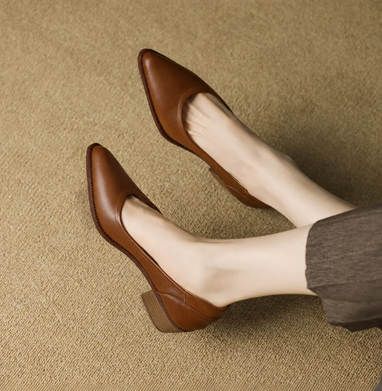 Cora | Women's Pointed Toe Block Heel Pumps Slip On Mid Heel Shoes - Image 7
