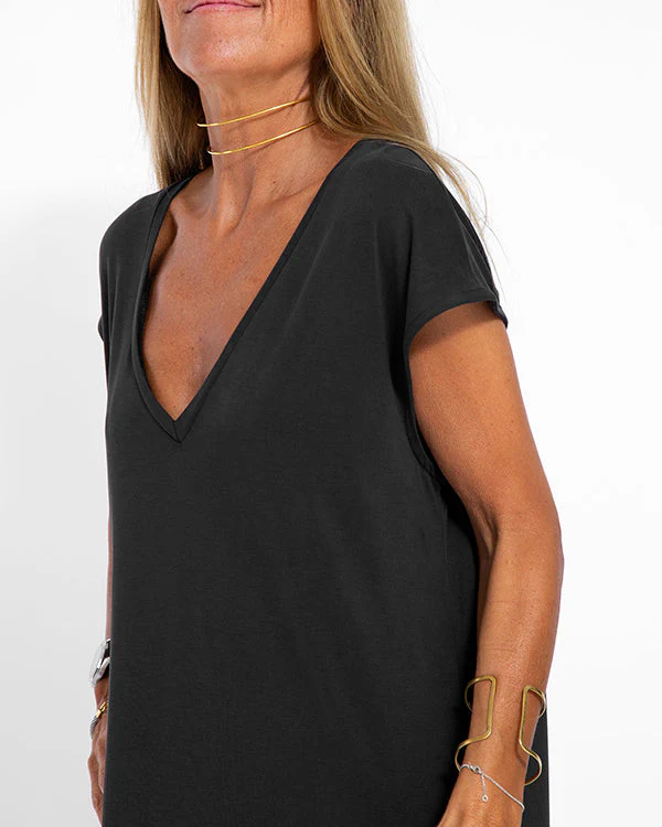 Coral | Women's V-Neck Short Sleeve Side Slit Maxi Dress - Image 7