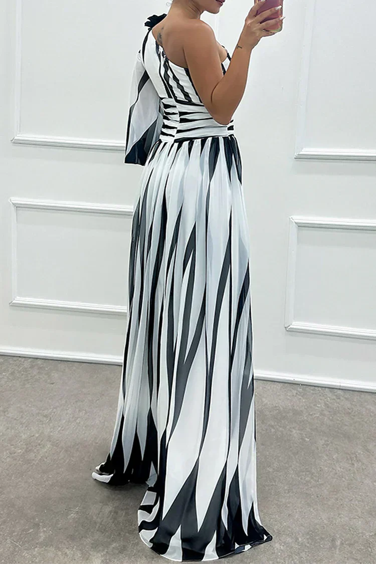 Cordelia | Women's Wedding Guest One Shoulder Asymmetric Maxi Dress - Image 3