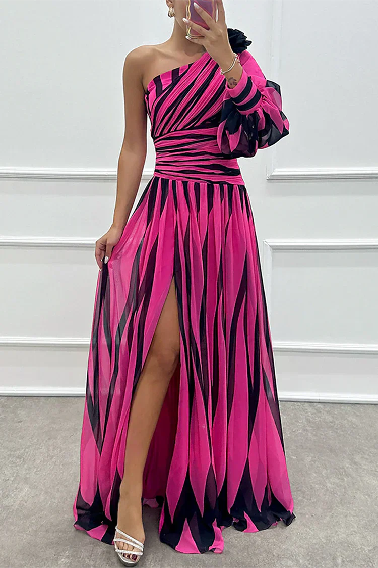 Cordelia | Women's Wedding Guest One Shoulder Asymmetric Maxi Dress - Image 4