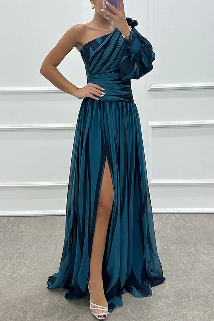 Cordelia | Women's Wedding Guest One Shoulder Asymmetric Maxi Dress - Image 8
