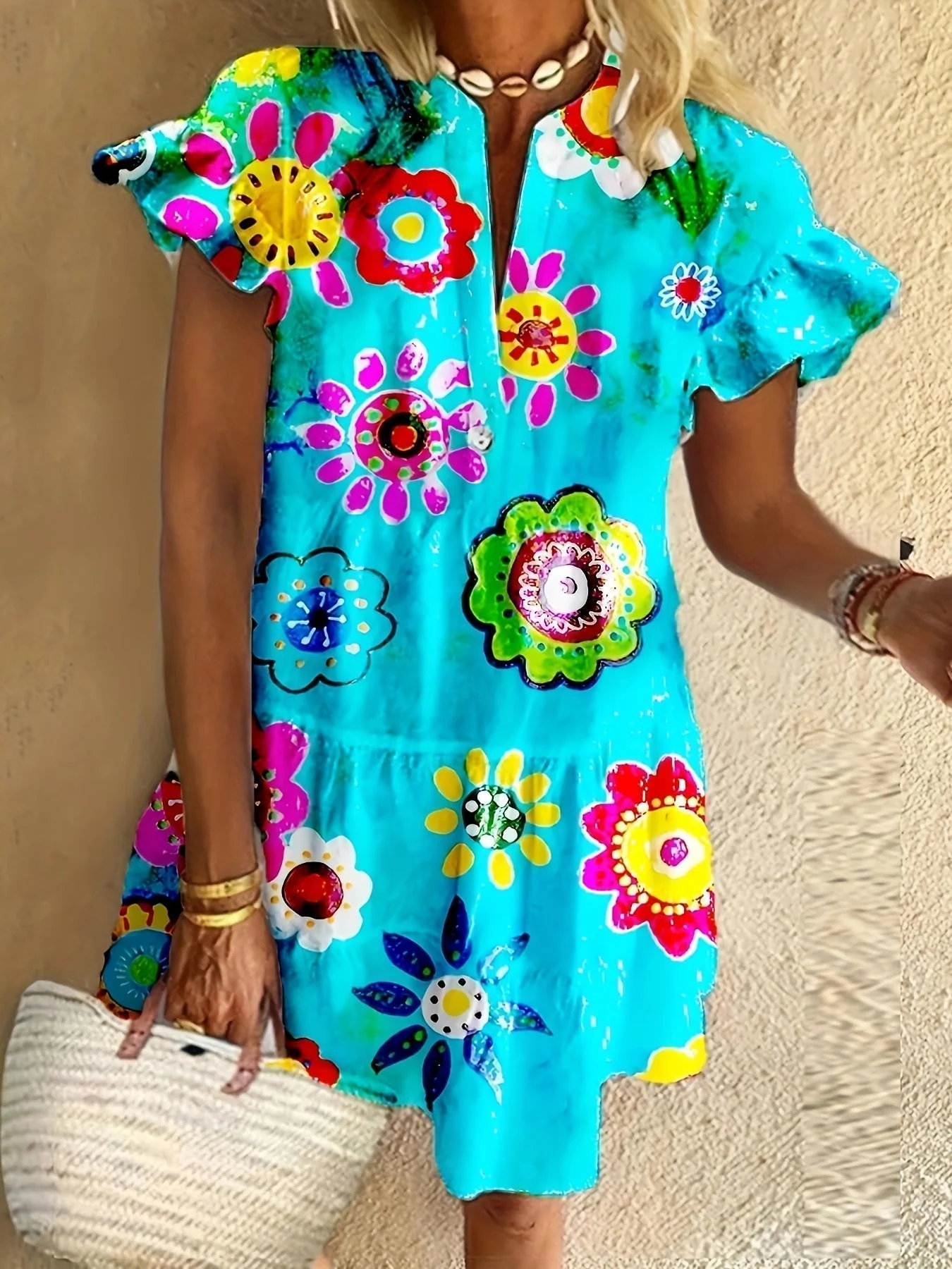 Daphne | Women's Floral Flowy Draped Maxi Dress - Image 2