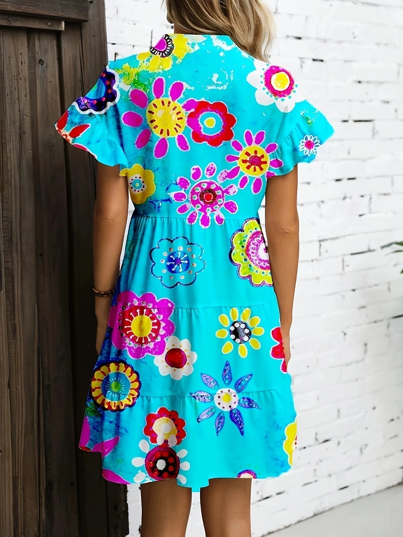 Daphne | Women's Floral Flowy Draped Maxi Dress - Image 3