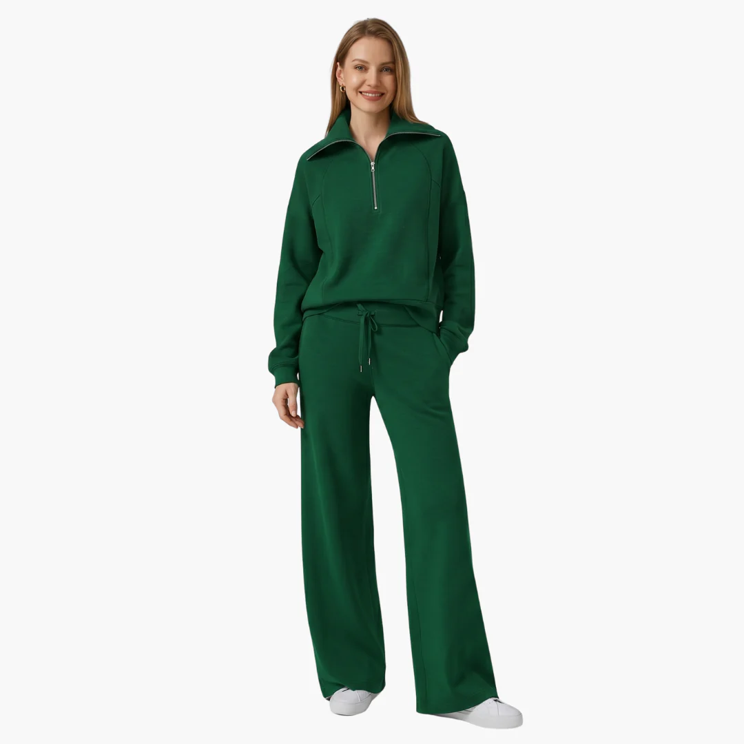 Daphne | Women's Half Zip Wide Leg Lounge Set - Image 13