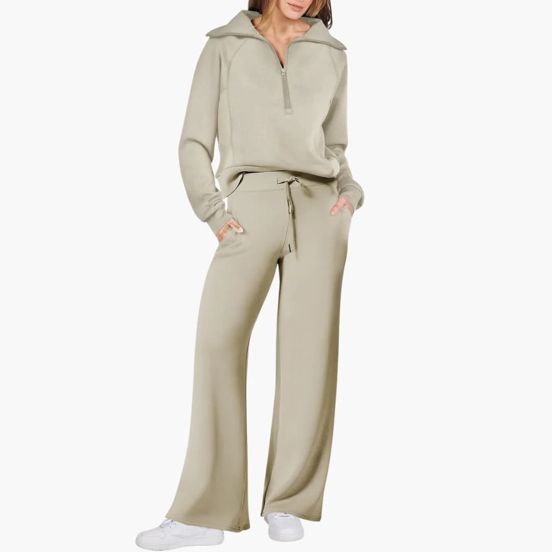 Daphne | Women's Half Zip Wide Leg Lounge Set - Image 22