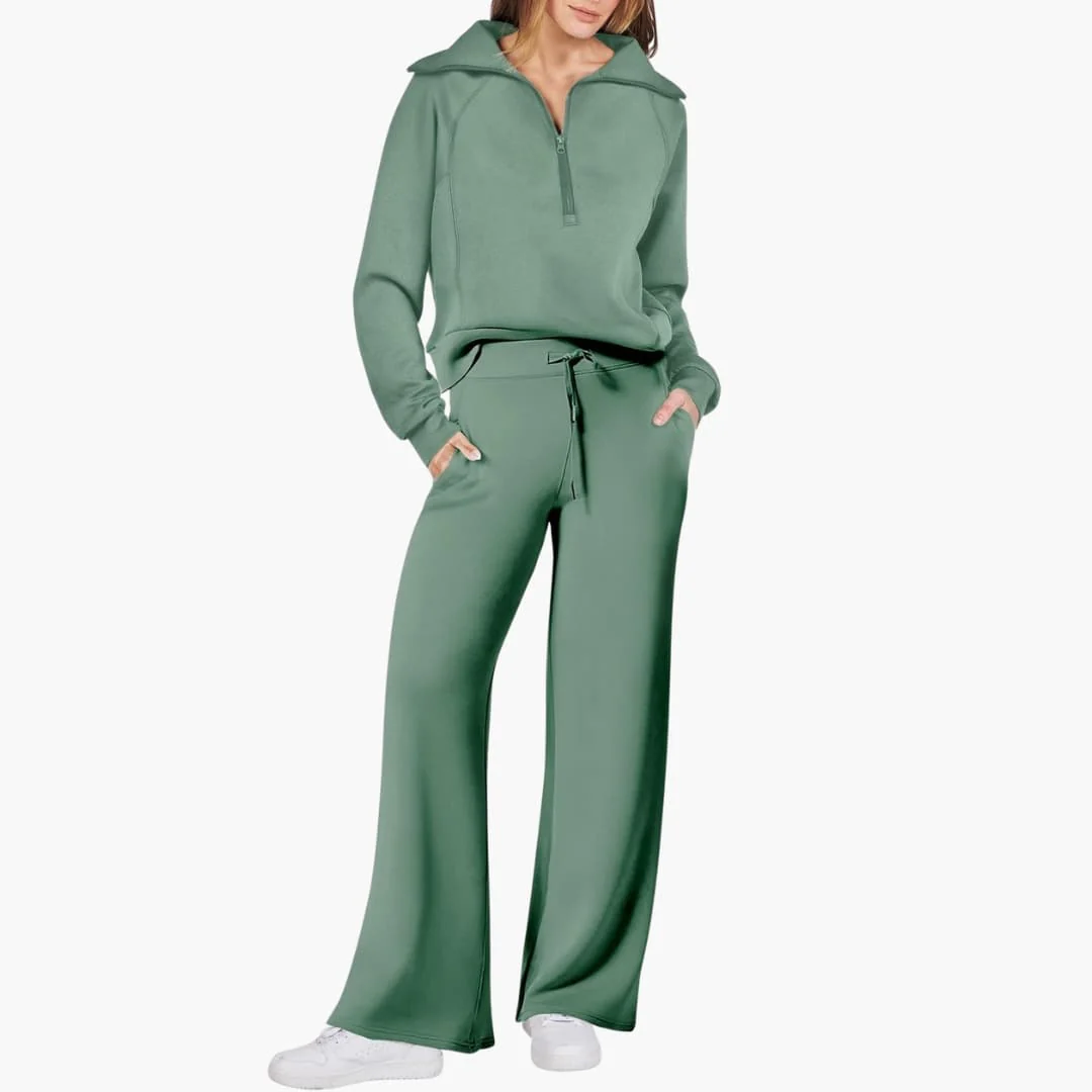 Daphne | Women's Half Zip Wide Leg Lounge Set - Image 26