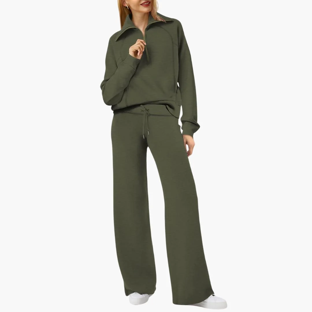 Daphne | Women's Half Zip Wide Leg Lounge Set - Image 32
