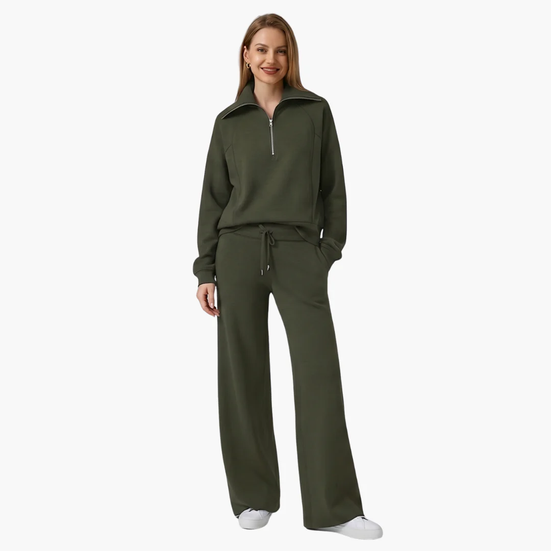 Daphne | Women's Half Zip Wide Leg Lounge Set - Image 33