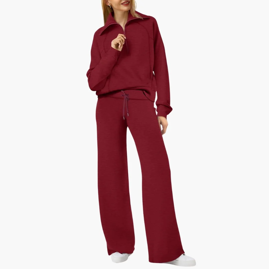 Daphne | Women's Half Zip Wide Leg Lounge Set - Image 34