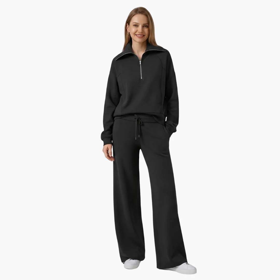Daphne | Women's Half Zip Wide Leg Lounge Set - Image 7