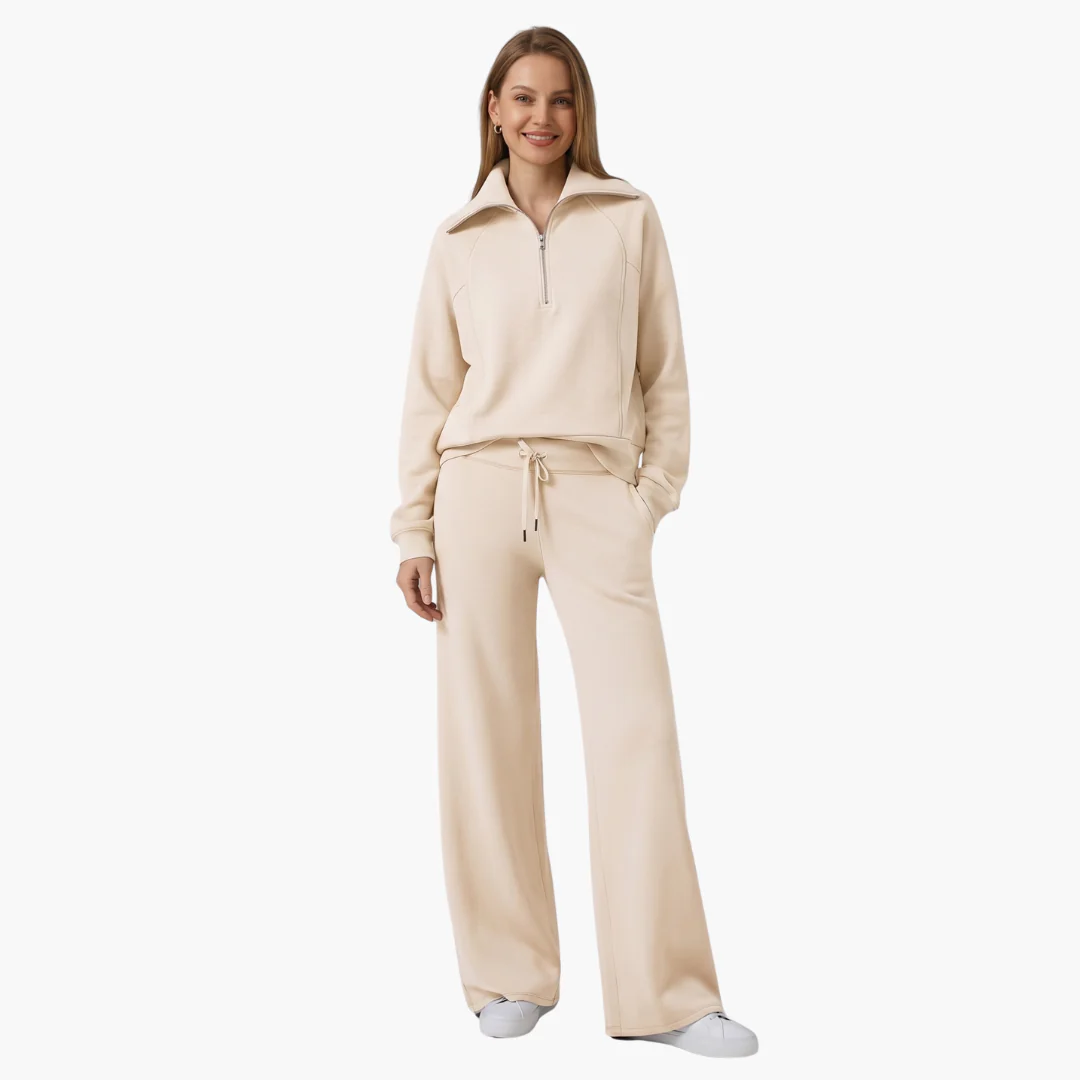Daphne | Women's Half Zip Wide Leg Lounge Set - Image 9