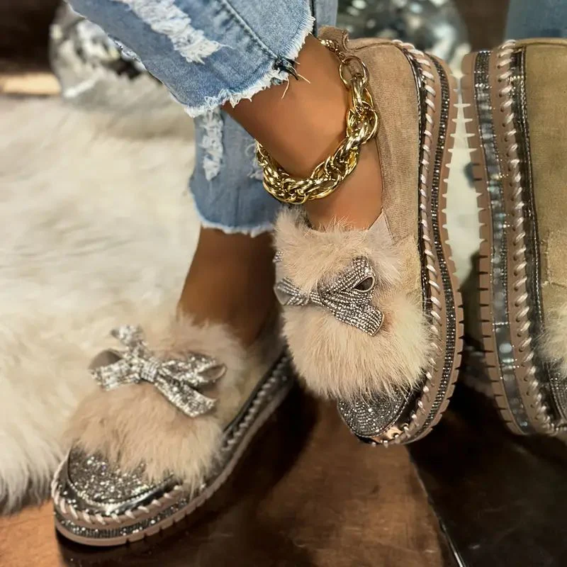 Delilah | Women's Crystal Bow Slip-On Loafers - Image 2