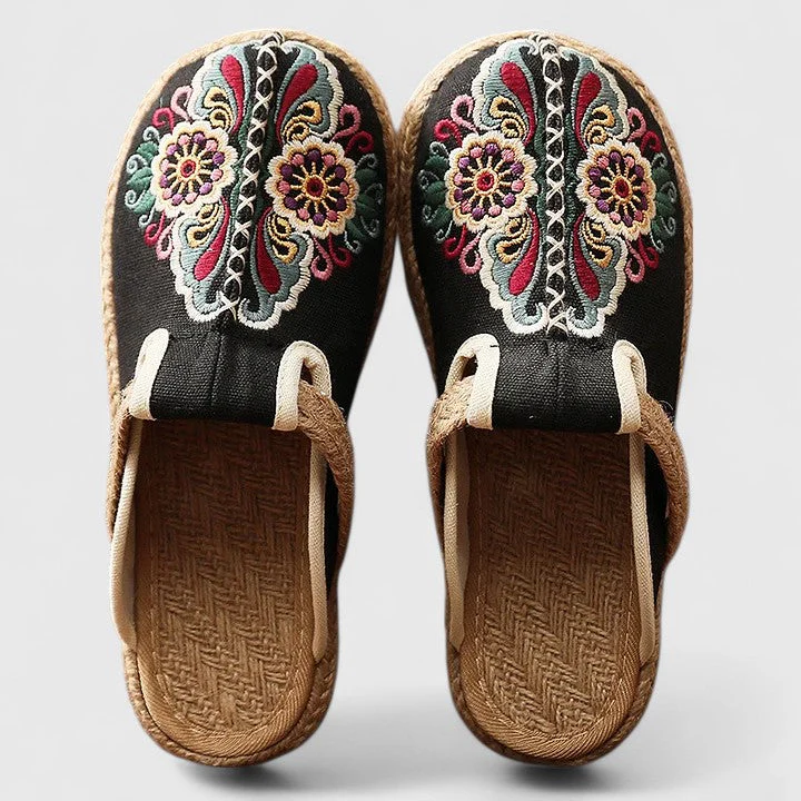 Delphina | Women's Floral Embroidered Mules - Image 3