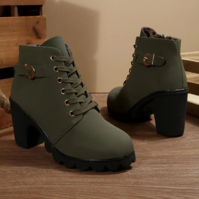 Demi™ | Chic Lace-Up Chunky Ankle Boots - Image 3