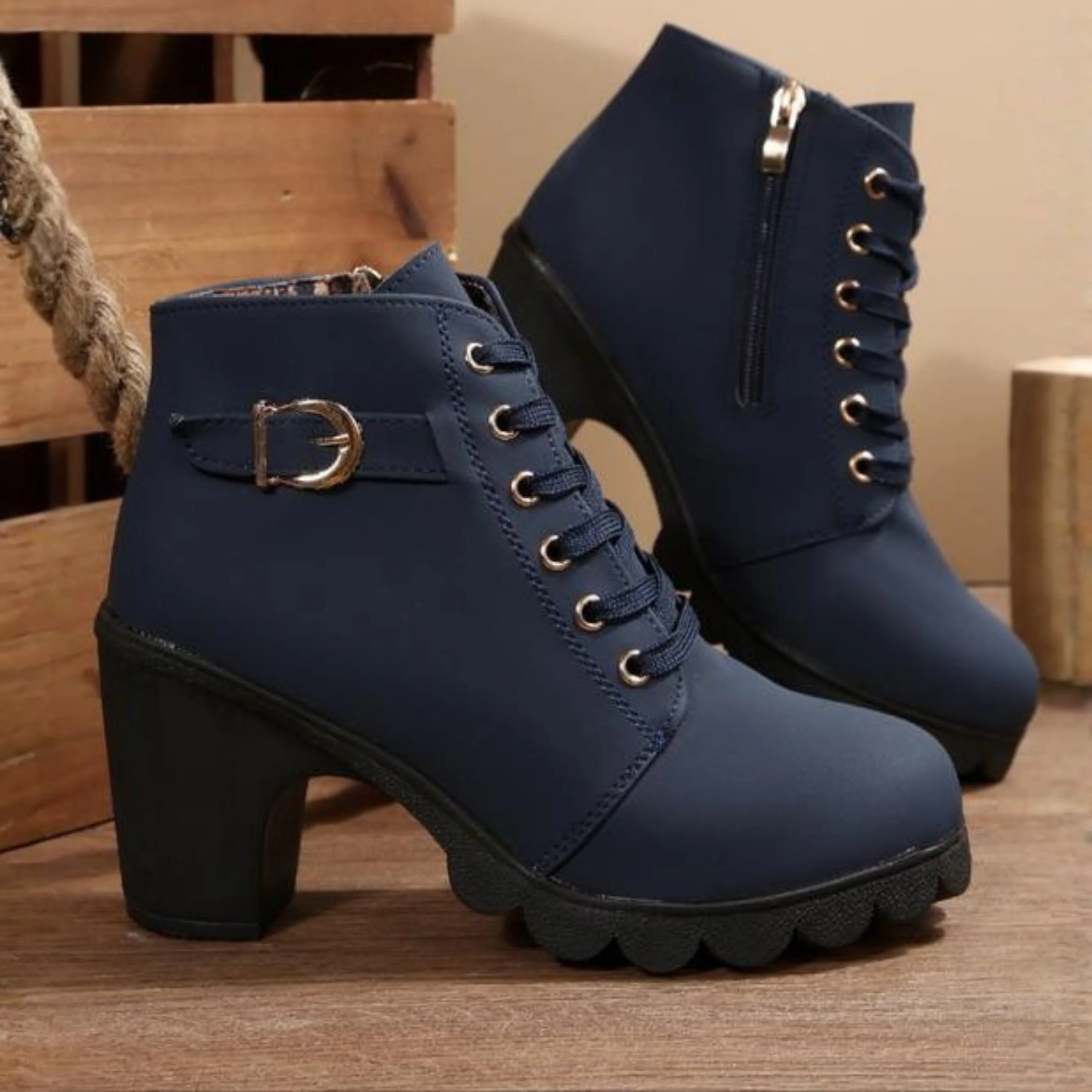 Demi™ | Chic Lace-Up Chunky Ankle Boots - Image 4