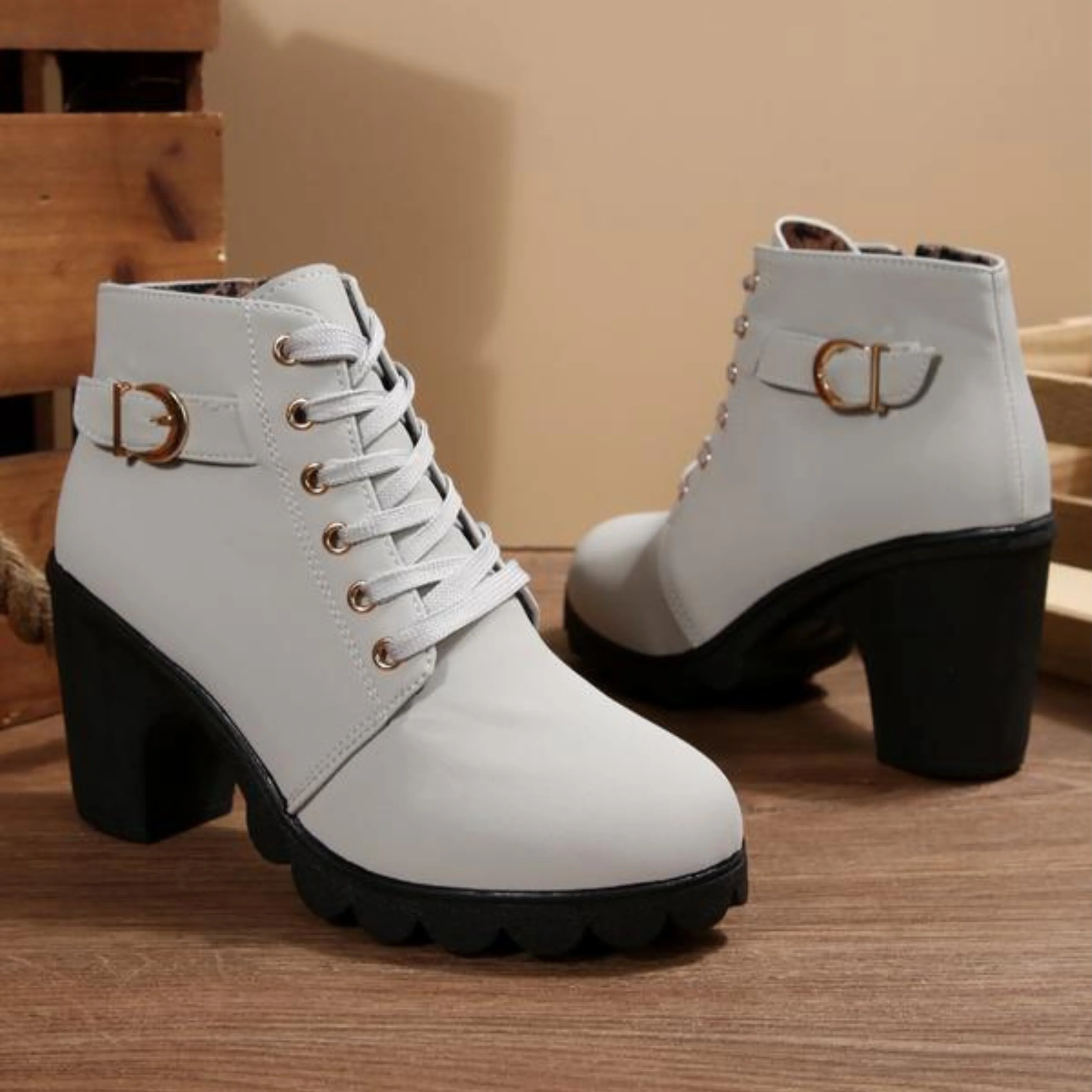 Demi™ | Chic Lace-Up Chunky Ankle Boots - Image 5