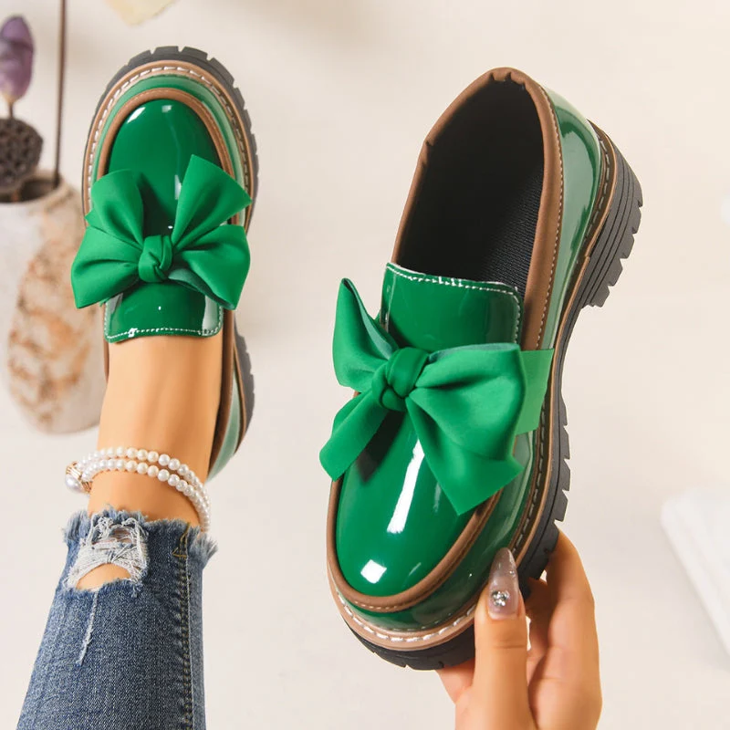 Demi | Women's Bow Loafers Platform Slip On Shoes - Image 2