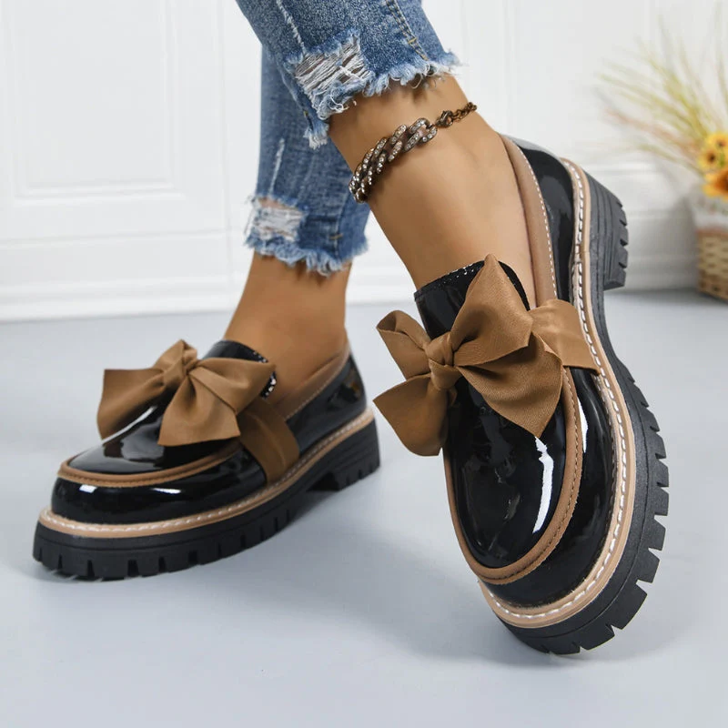 Demi | Women's Bow Loafers Platform Slip On Shoes - Image 6