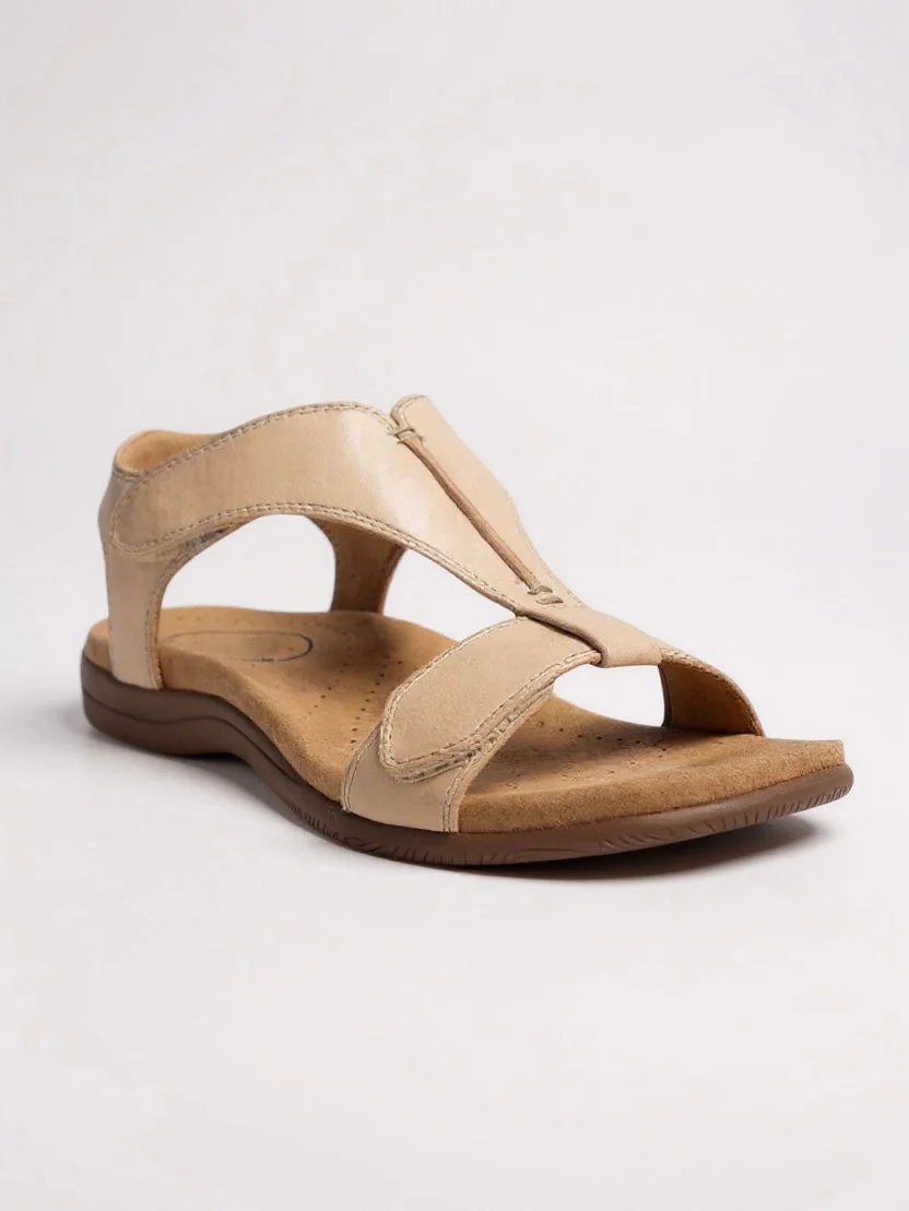 Dove | Women's Flat Cushioned T-Strap Sandals for Walking - Image 5