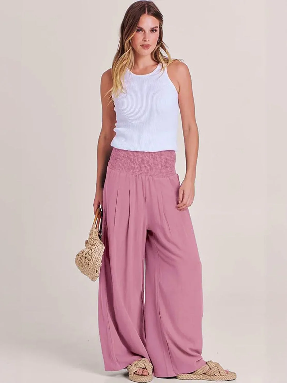 Dune | Women's High Waist Wide Leg Pants Smocked Waistband - Image 9