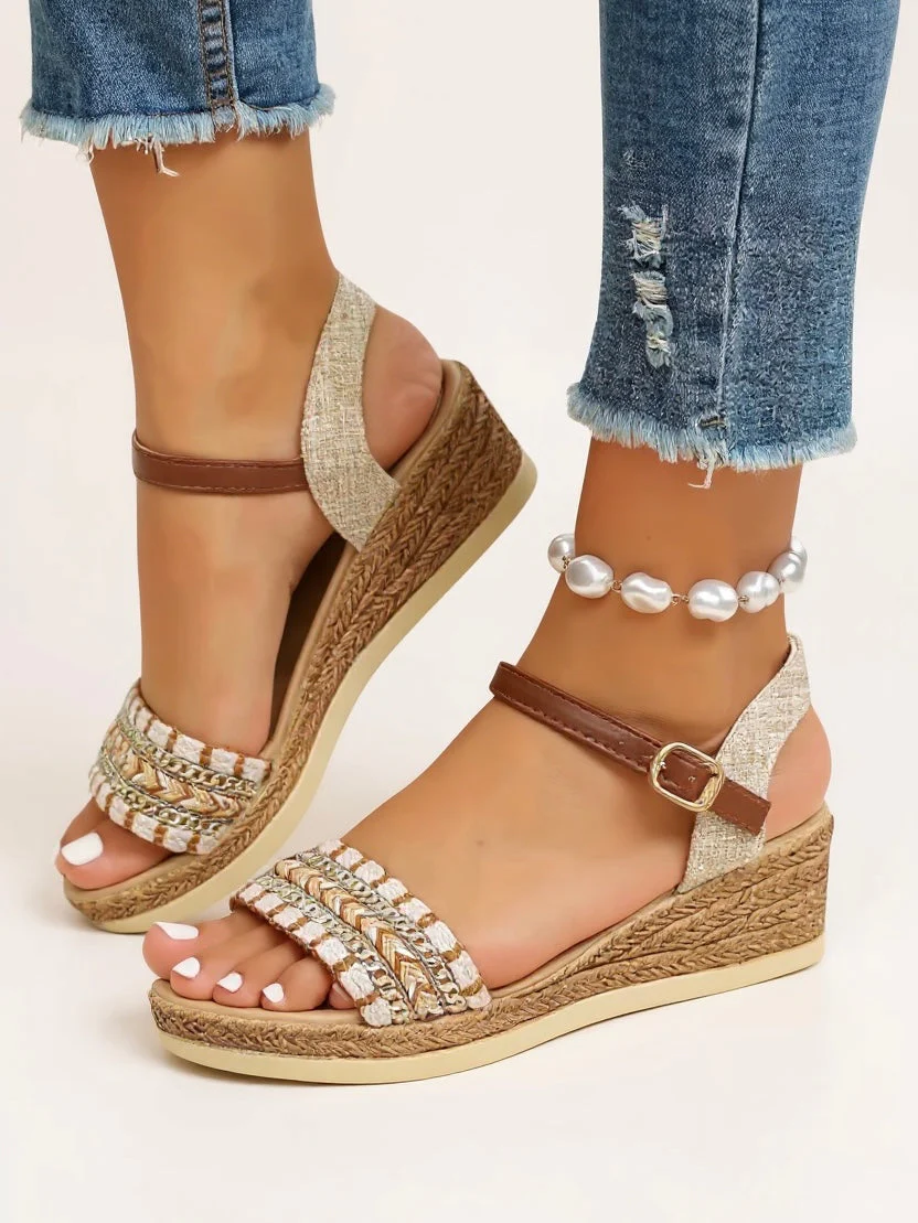 Effie | Women's Woven Cushioned Wedge Sandals - Image 4