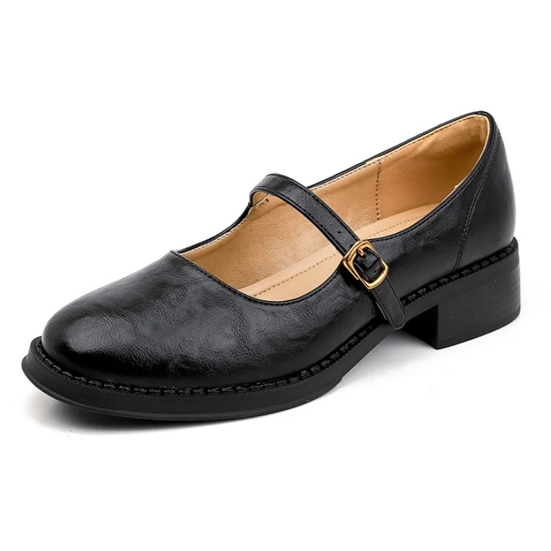 Eleanor | Women's Leather Mary Jane Shoes Low Block Heel Strap - Image 6