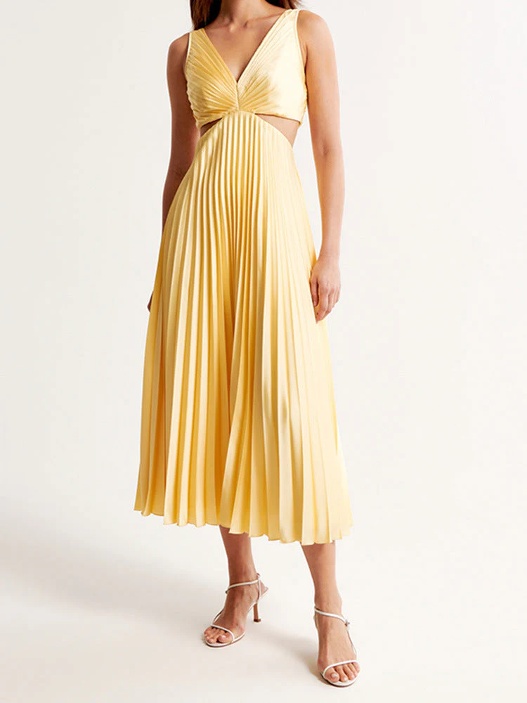 Elle | Women's Wedding Guest V-Neck Maxi Dress Evening - Image 3