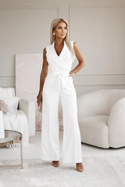 Eloise | Women's Sleeveless Wide Leg Jumpsuit Wrap V-Neck Belted - Image 14