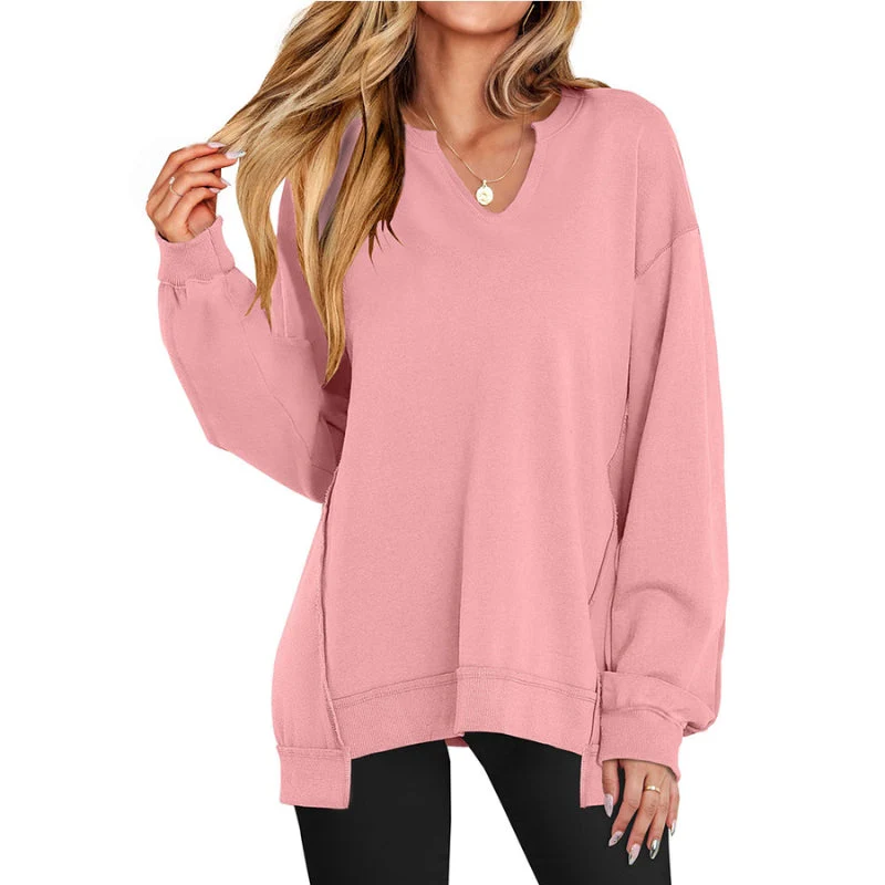 Ember | Women's Oversized V-Neck Sweatshirt Tunic Long Sleeve - Image 2