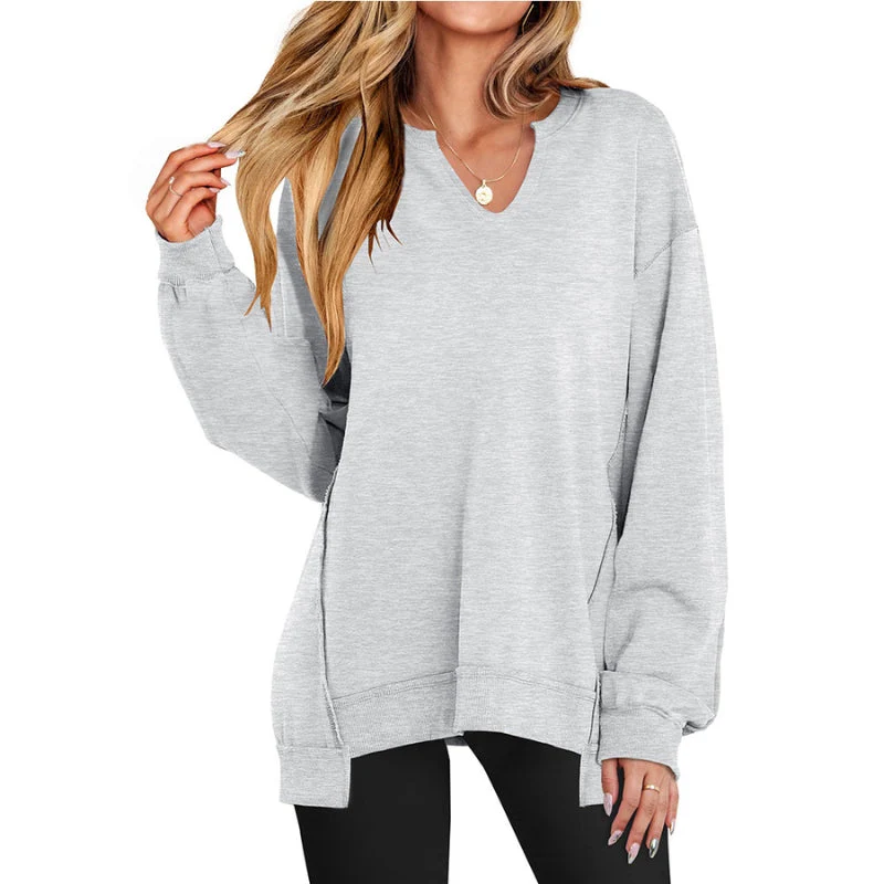 Ember | Women's Oversized V-Neck Sweatshirt Tunic Long Sleeve - Image 3