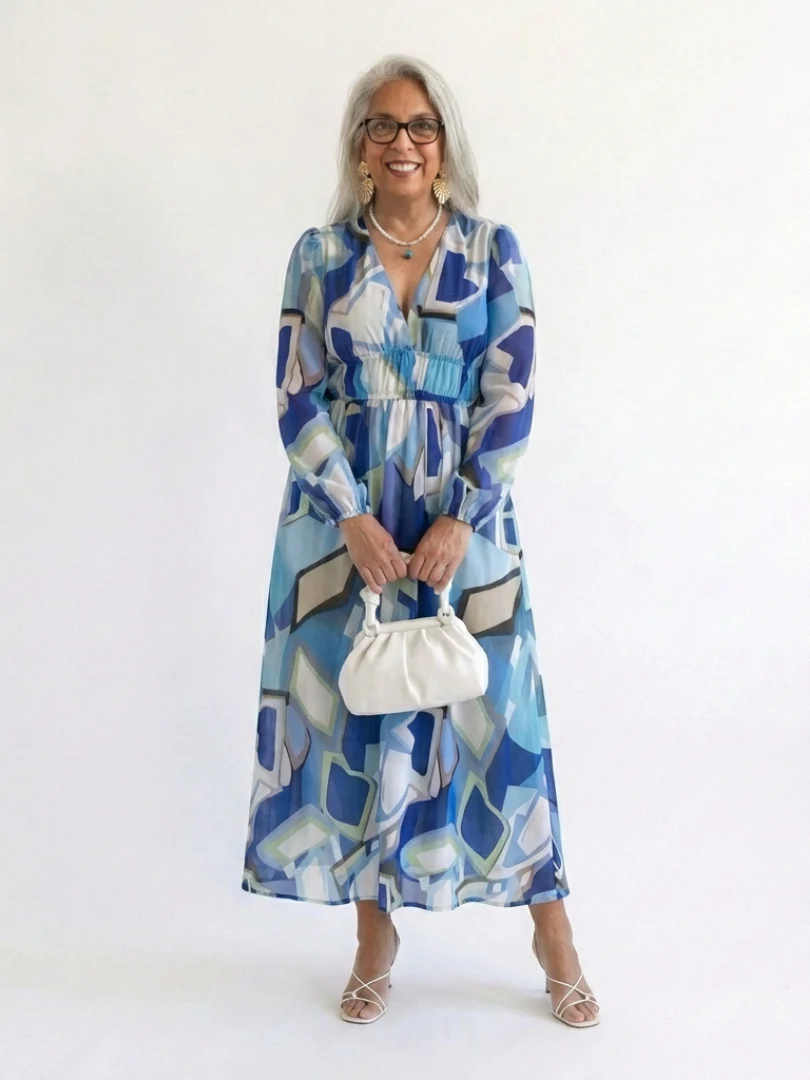 Emilia | Women's V Neck Long Sleeve Floral Maxi Dress - Image 10