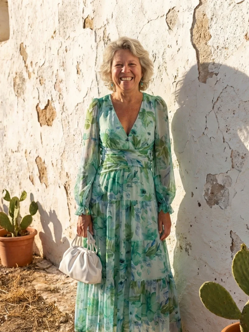 Emilia | Women's V Neck Long Sleeve Floral Maxi Dress - Image 12