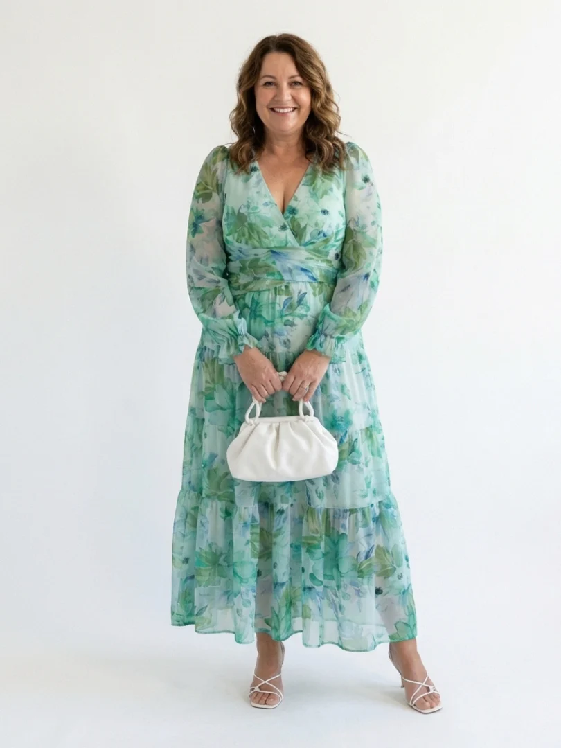 Emilia | Women's V Neck Long Sleeve Floral Maxi Dress - Image 3