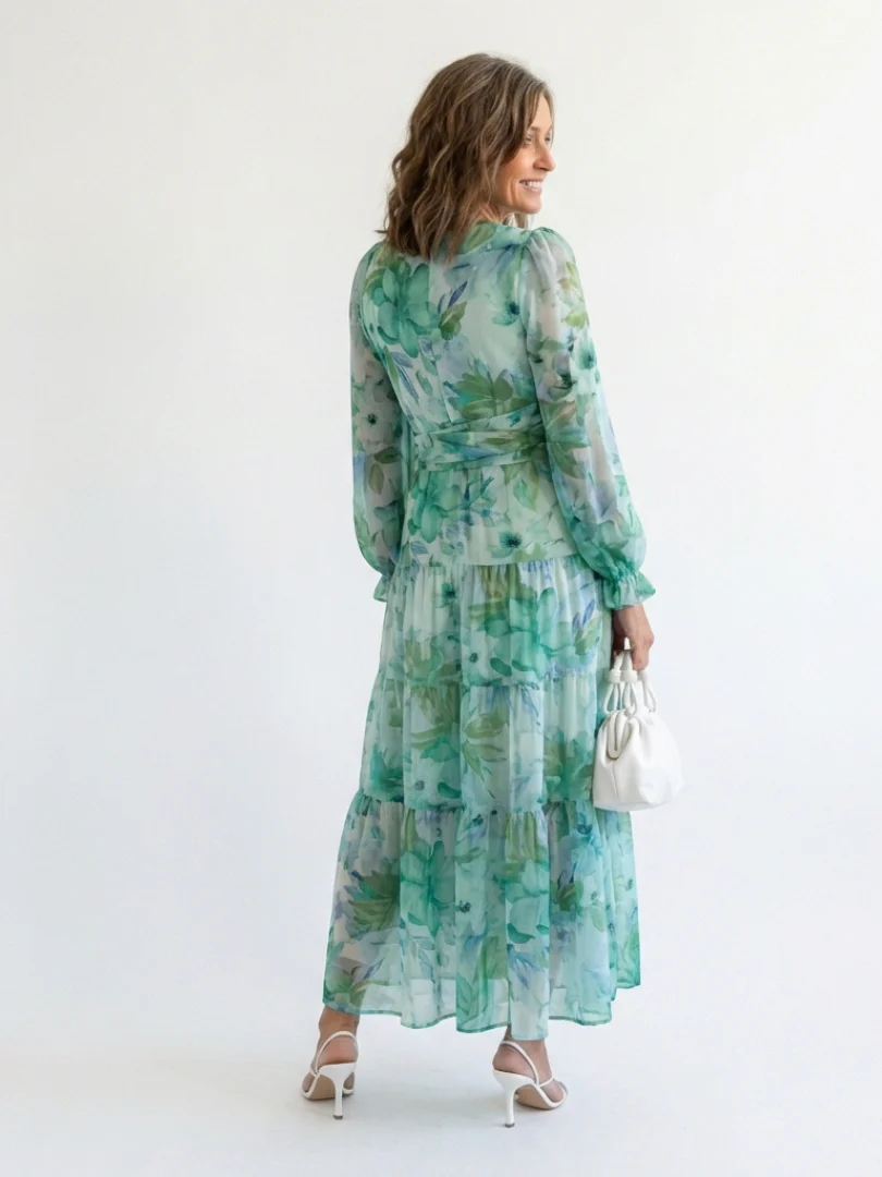 Emilia | Women's V Neck Long Sleeve Floral Maxi Dress - Image 4