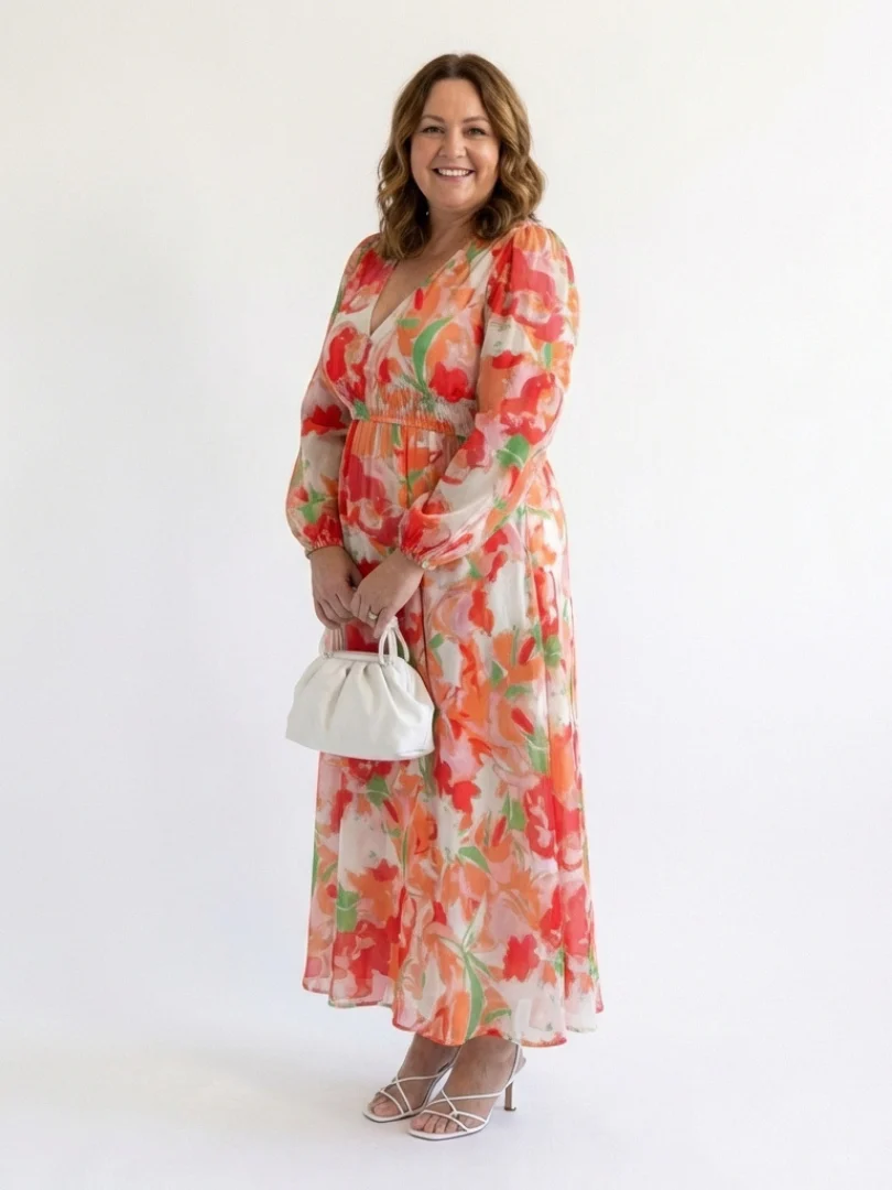 Emilia | Women's V Neck Long Sleeve Floral Maxi Dress - Image 6