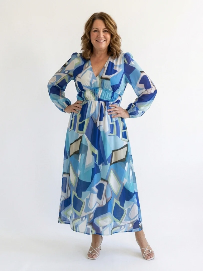 Emilia | Women's V Neck Long Sleeve Floral Maxi Dress - Image 9