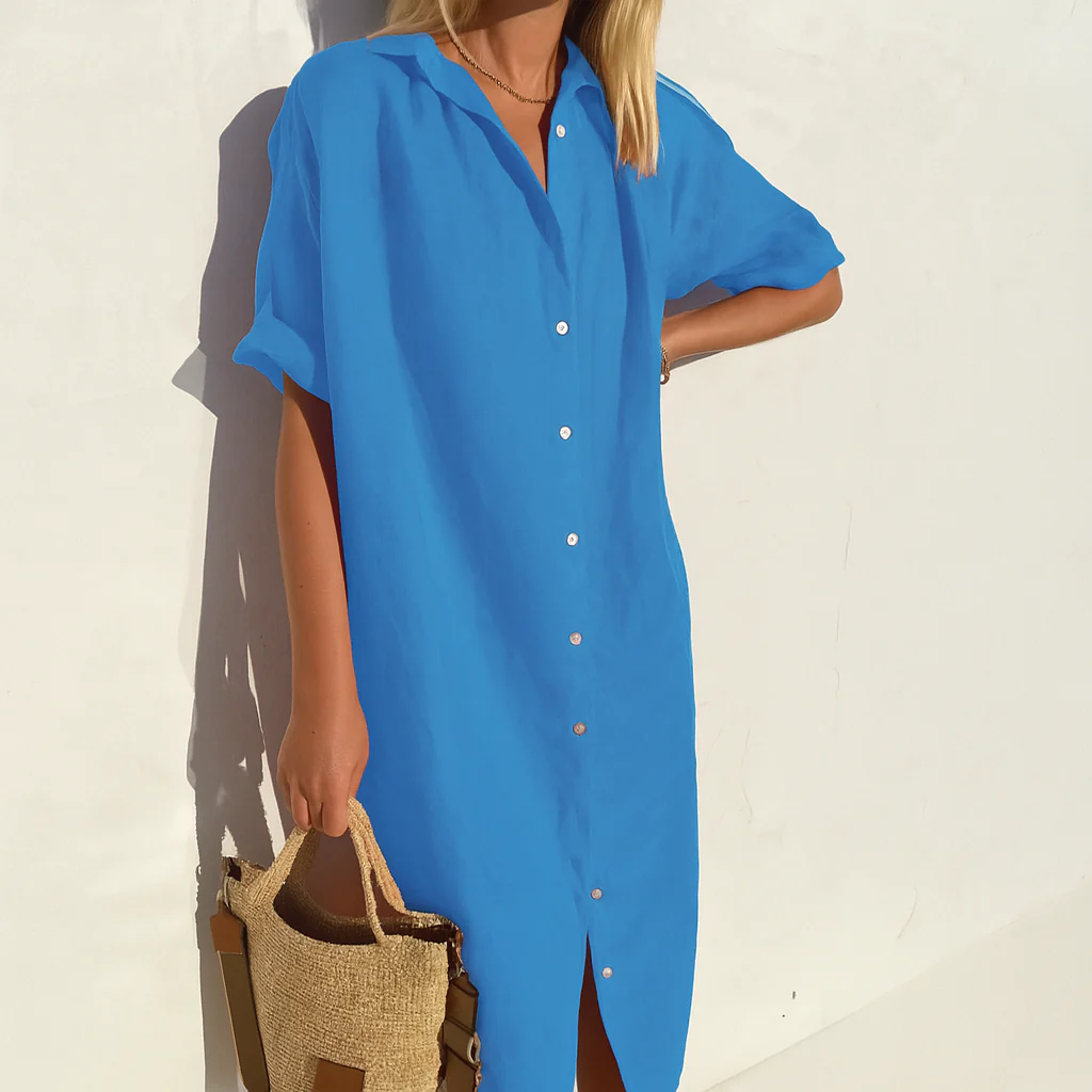 Estelle | Women's Button Down Midi Shirt Dress - Image 3