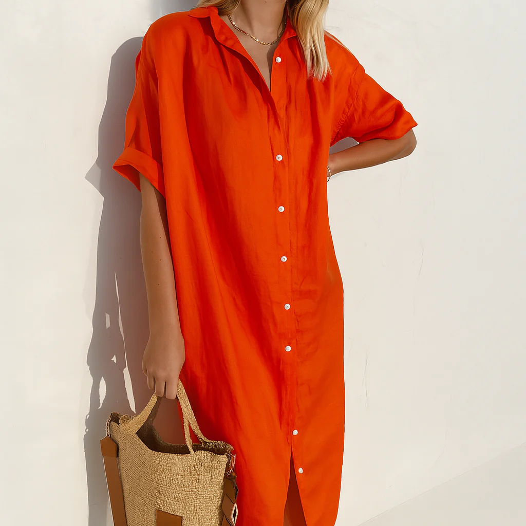 Estelle | Women's Button Down Midi Shirt Dress - Image 4