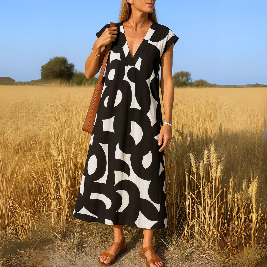 Evangeline | Women's V Neck Flowy Draped Dress Evening