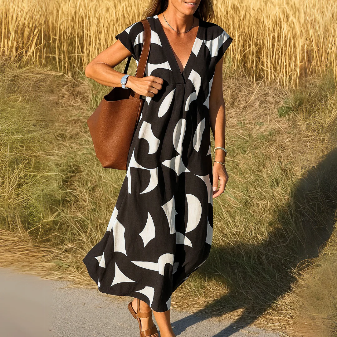 Evangeline | Women's V Neck Flowy Draped Dress Evening - Image 2