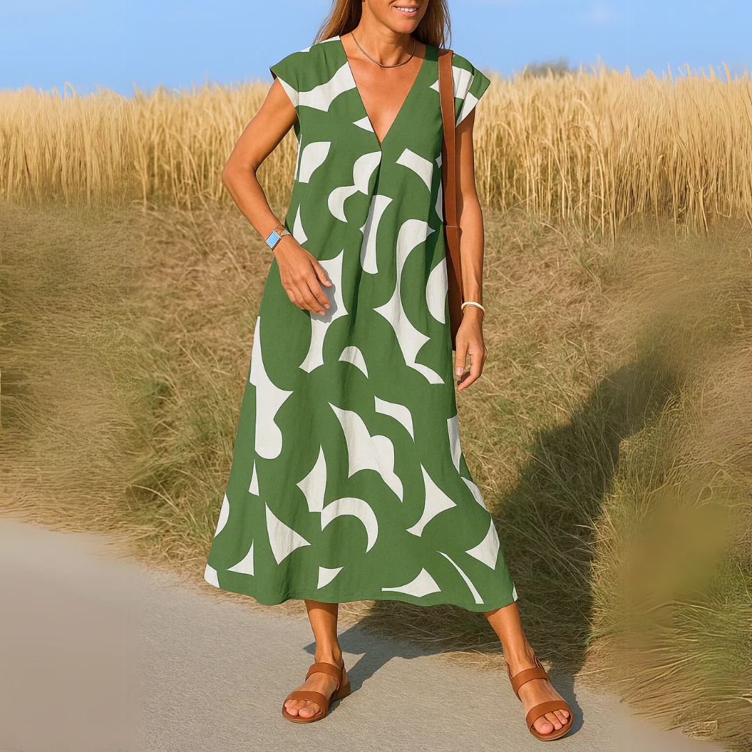Evangeline | Women's V Neck Flowy Draped Dress Evening - Image 3
