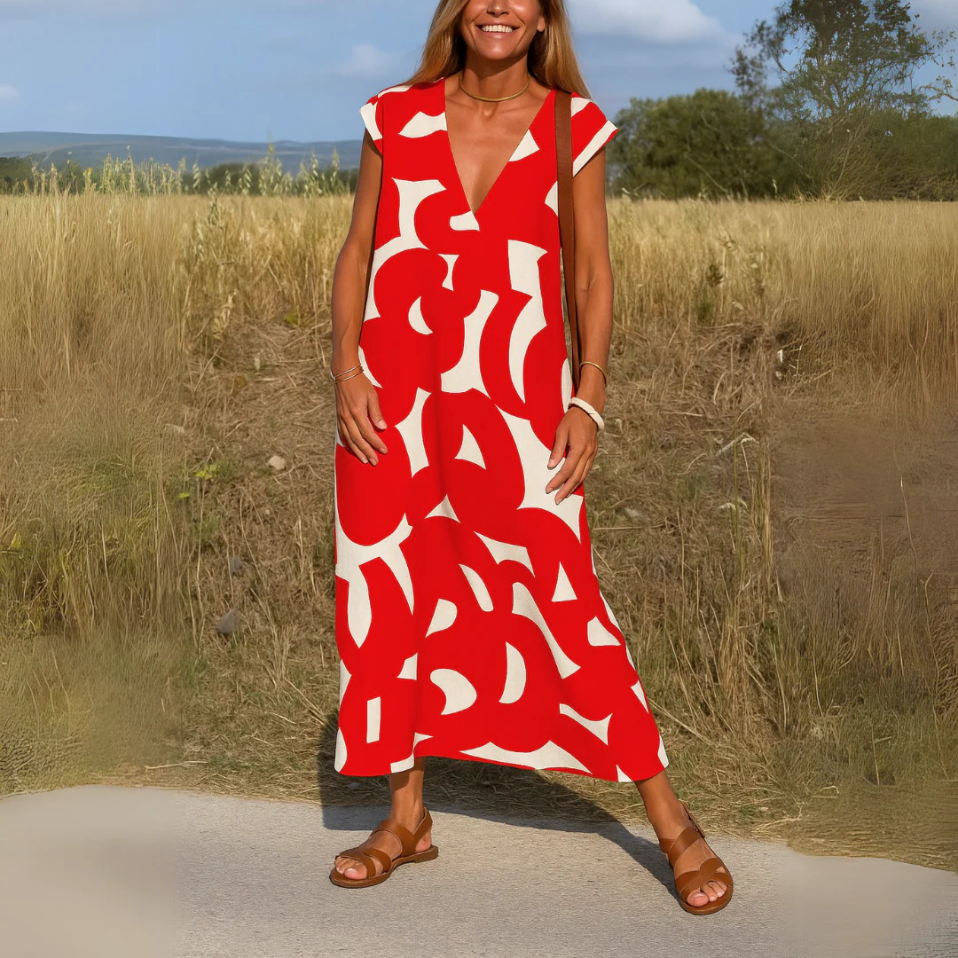 Evangeline | Women's V Neck Flowy Draped Dress Evening - Image 5